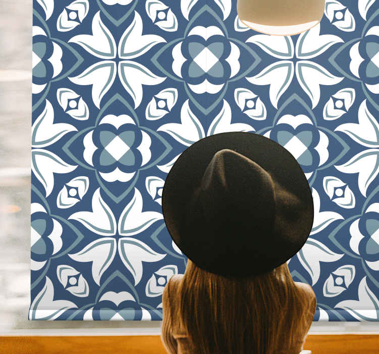 Rulou geam modern forme geometrice elegante albastre - TenStickers