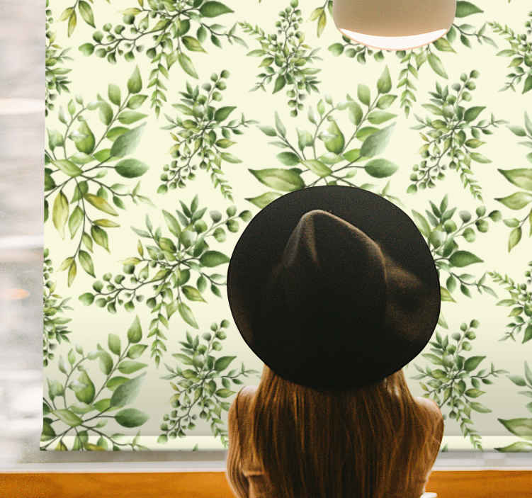 Tenda a rullo fiori e piante motivo verde lussureggiante - TenStickers
