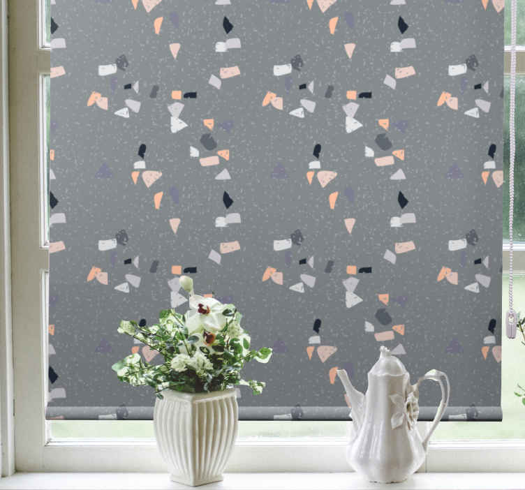 Basit gri terrazzo doku ve desen stor perde - TenStickers