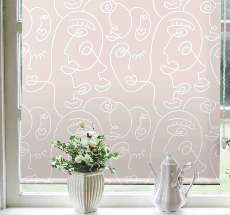Patterned Blind With Handrawn Flowers Scandi Style Kitchen Roller Blind 