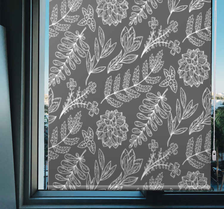 Floral outline pattern cvetje in rastline senčilo - TenStickers