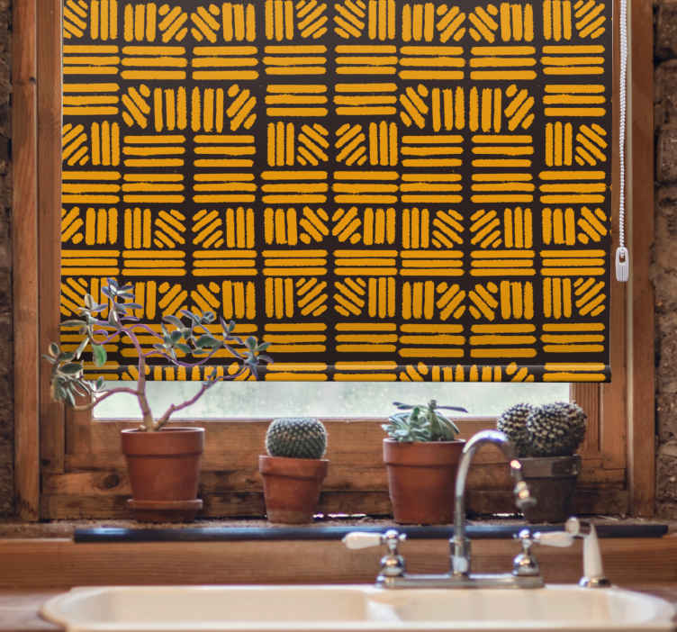 Cortina roller textura patrón geométrico amarillo - TenVinilo
