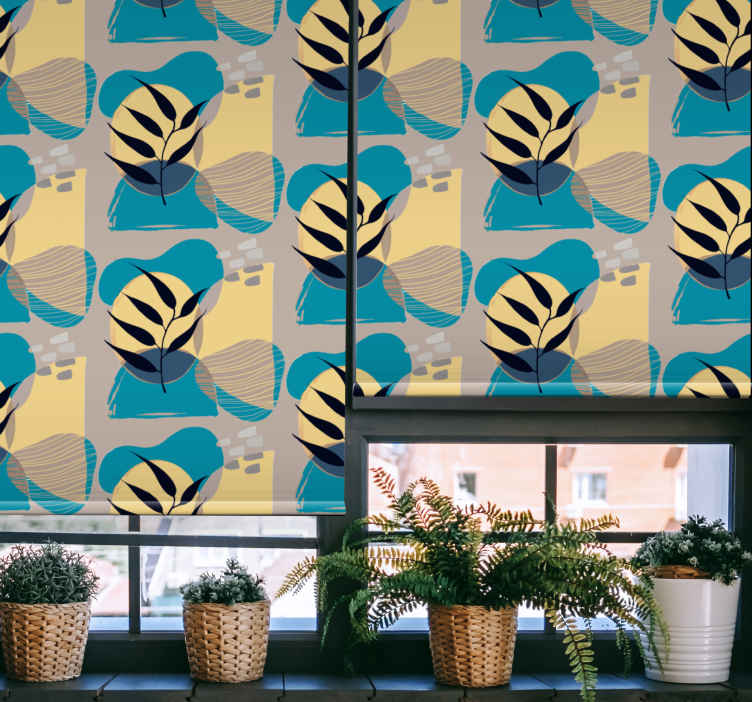 Stylised tropical leaves flower roller blind - TenStickers