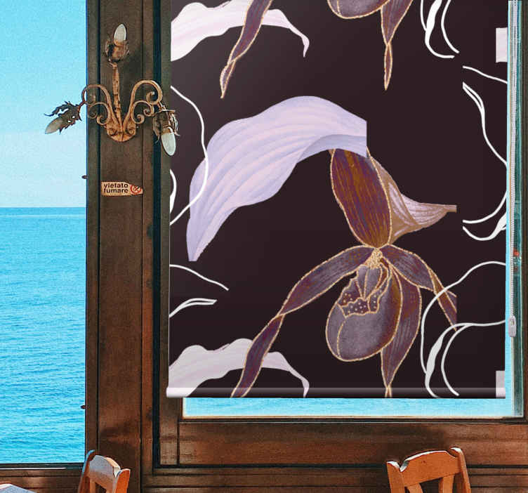 Orchid Floral Pattern flower roller blind - TenStickers