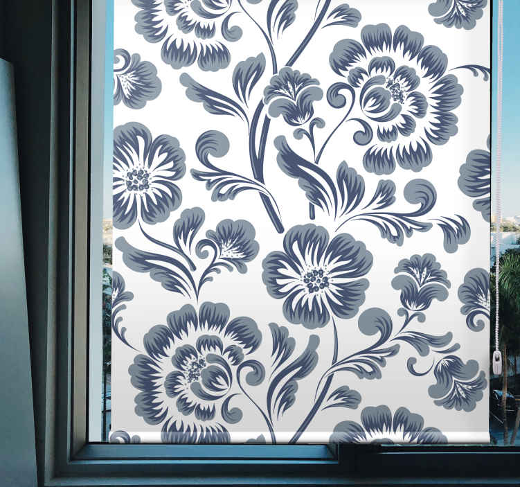 Elegant gray patterns flower roller blind - TenStickers