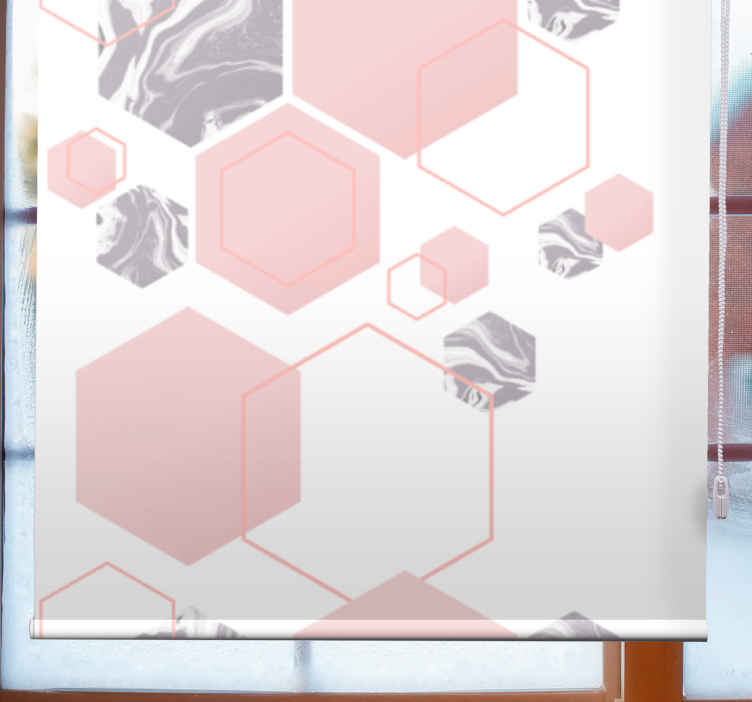 Rulou geam modern motiv hexagonal roz - TenStickers