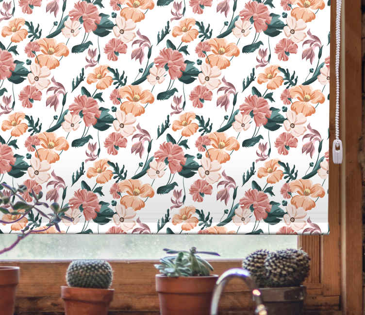 Tenda a rullo fiori Stampa floreale 'ziedi' bianco