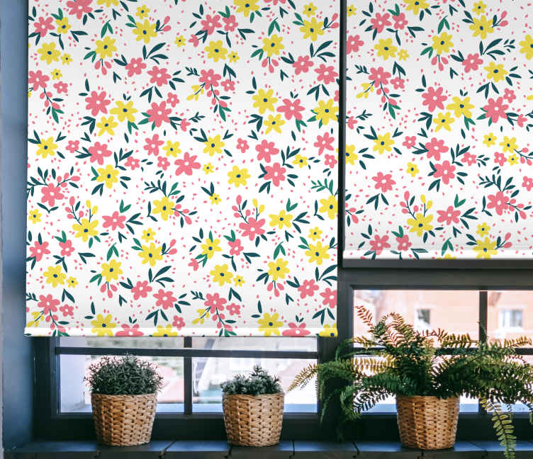 Floral Bloom Pattern flowers and plants roller blind - TenStickers