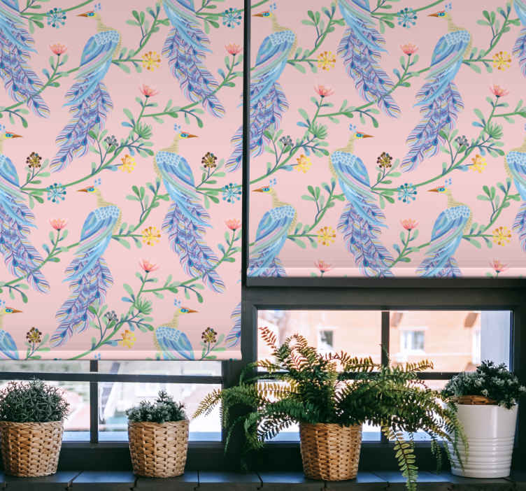 Tropisch vogelontwerp rolgordijn bloemen en planten - TenStickers