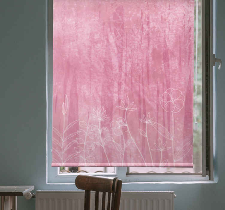 Floral silhouette design flower roller blind - TenStickers