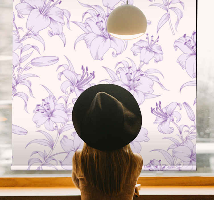 Lilies Floral Pattern flower roller blind - TenStickers