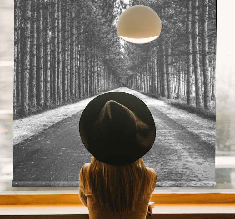 Tende a rullo stile originale Profonda foresta in bianco e nero