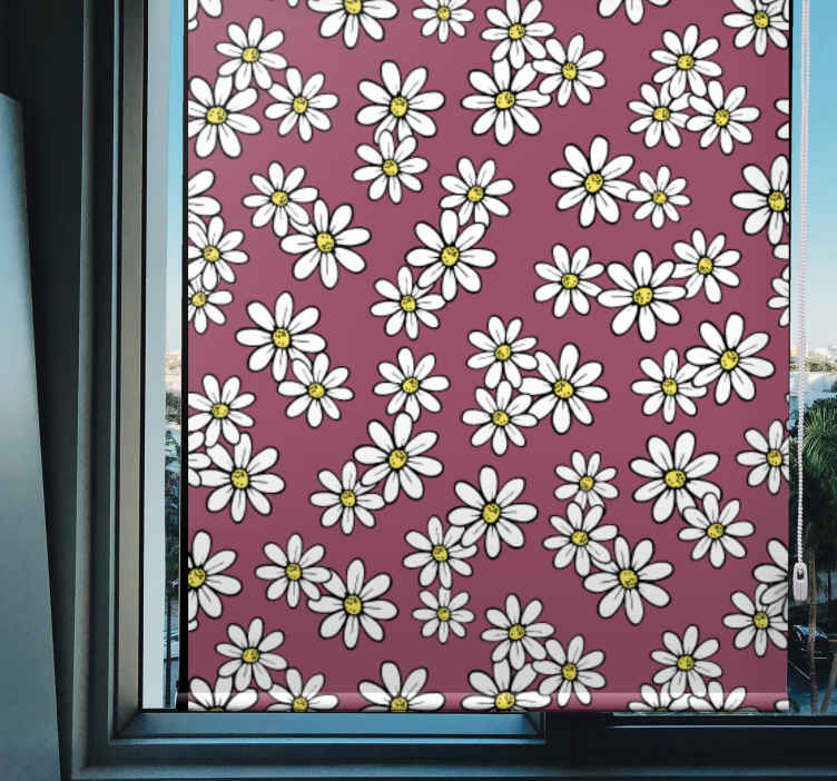 Tenda a rullo fiore e pianta Margherite rosa illustrazione