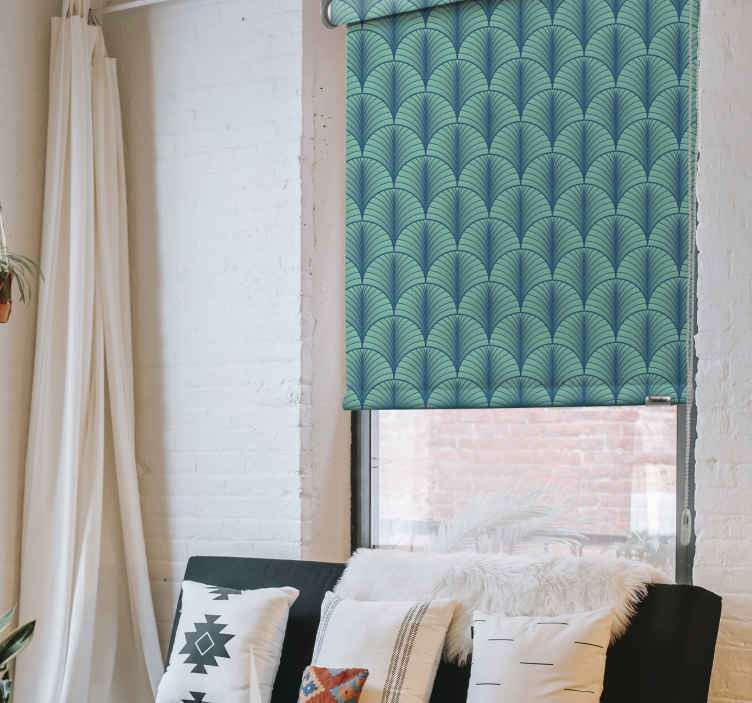 Stores modernes Art Déco motif vert et bleu - TenStickers