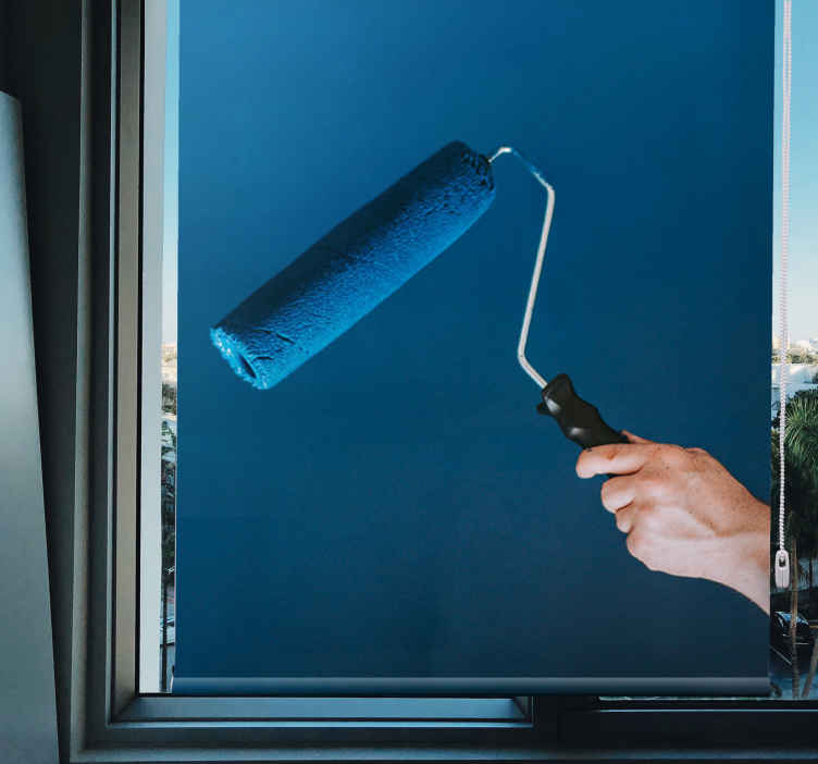 Estor enrollable azul para salón rodillo de pintor - TenVinilo