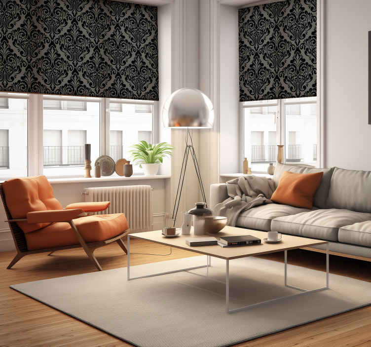 vintage black damask Living room blind - TenStickers