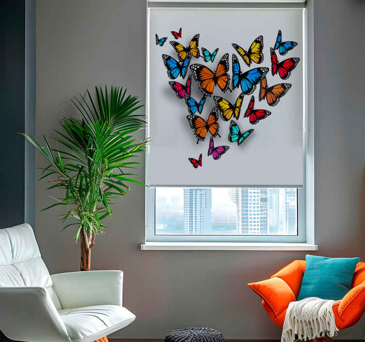 Bright colorful butterflies roller shade