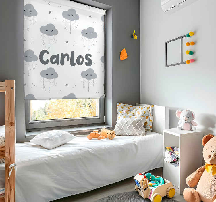 Estor de nubes patrón gris personalizado - TenVinilo