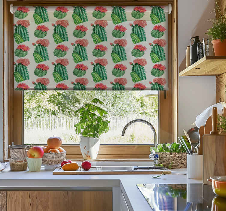 Rollo Fenster Kaktus wüste blumen - TenStickers