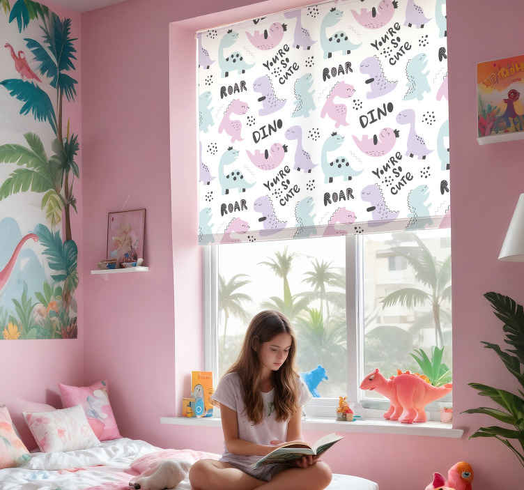 Tenda a rullo dinosauro principessa dino - TenStickers