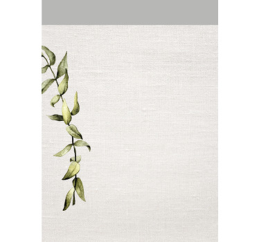 Estore de rolo casa de banho imitação de linho branco e ramo de f - TenStickers