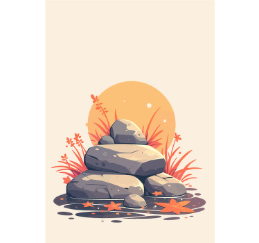 Stones on water bathroom window blind - TenStickers