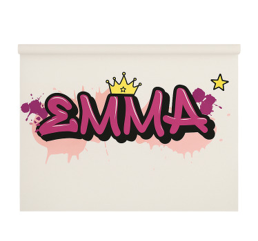 Store enrouleur chambre enfant graffiti personnalisé rose - TenStickers
