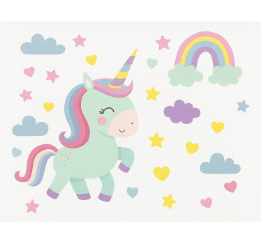 Colorful unicorn design children room roller blind - TenStickers