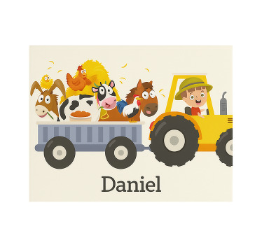 Store enrouleur personnalisé tracteur agricole avec nom - TenStickers