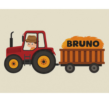 Store enrouleur chambre enfant conception de tracteur avec nom - TenStickers
