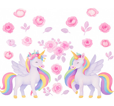 Pink unicorn and flowers blind children - TenStickers