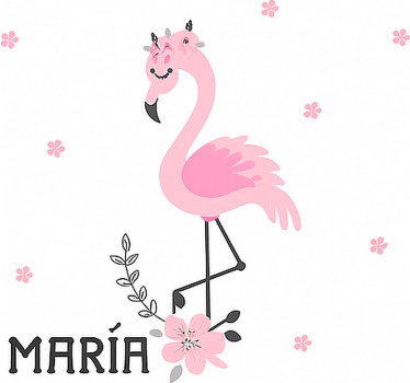 Store enrouleur chambre enfant flamenco rose avec nom - TenStickers