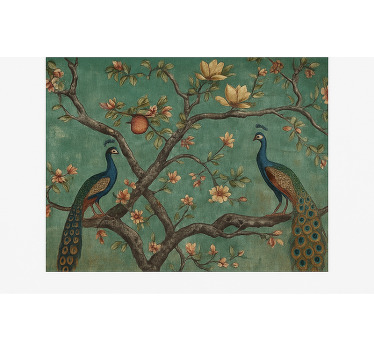Store enrouleur salon tapisserie de paon ornée - TenStickers