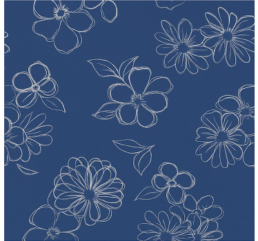 Store enrouleur chambre couple fleurs aux contours bleus - TenStickers