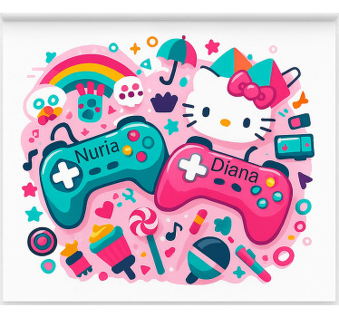 Cortina roller geek controladores de gatitos personalizados - TenVinilo