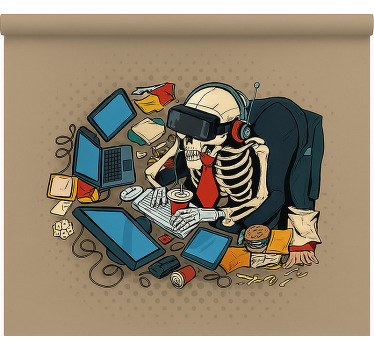 Store enrouleur geek squelette rétro gamer - TenStickers