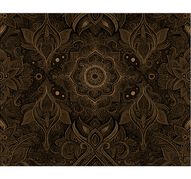 Zwart-gouden mandala eetkamer rolgordijn - TenStickers