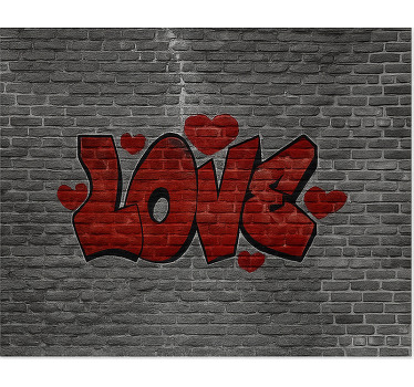 Modern roller blind love on brick wall - TenStickers