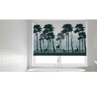 Siluettimetsä skandinaavinen puukuviollinen rullaverho - Tenstickers