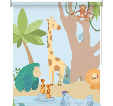 Rolgordijn kinderkamer jungle dieren - TenStickers