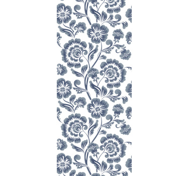 Bathroom blind with blue flowers on a white background - TenStickers