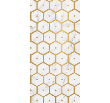 Rollo fenster küche hexagonales goldenes marmor muster - TenStickers