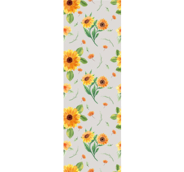 Rollo fenster küche mit sonnenblumen aquarellmuster - TenStickers