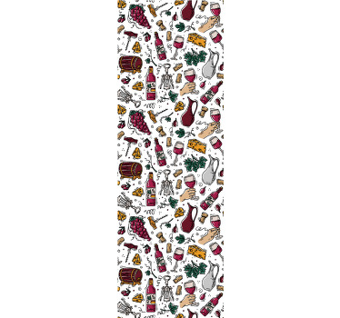 Rollo fenster küche trauben wein und käse vintage muster - TenStickers