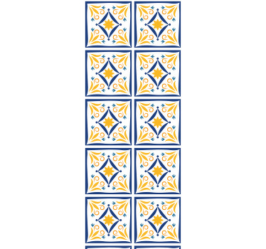 Blinds in a kitchen with blue and yellow portuguese tiles - TenStickers