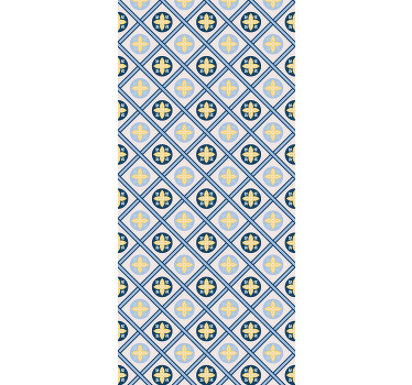 Blinds in a kitchen with baby blue and yellow tiles - TenStickers