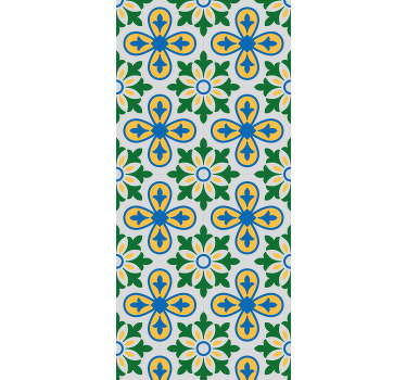 Cortina roller cocina azulejo portugués azul y amarillo - TenVinilo