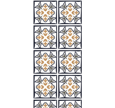 Cortina roller cocina azulejo portugués beige y negro - TenVinilo