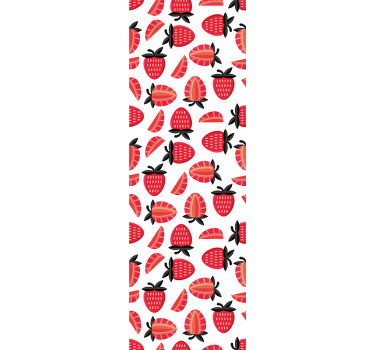 Cortina roller cocina patrón de fresas rojas realistas - TenVinilo