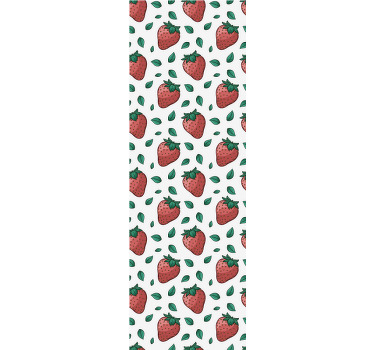 Cortina roller cocina fresas brillantes y hojas verdes - TenVinilo